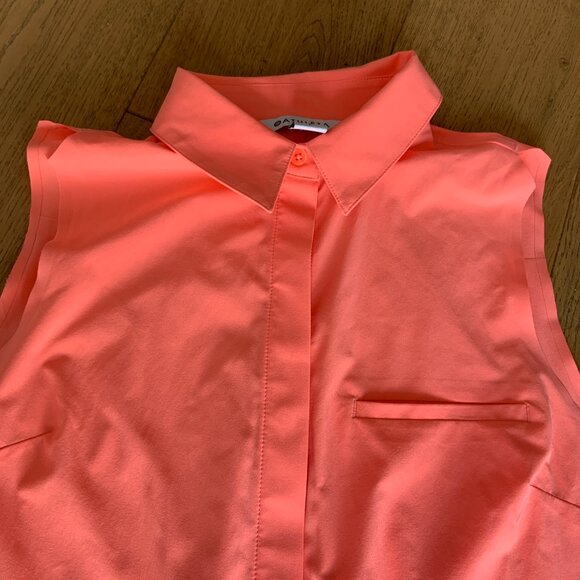 Women's Athleta Urbanite II Button Up Tank Top Bright Coral Size S - Picture 5 of 9